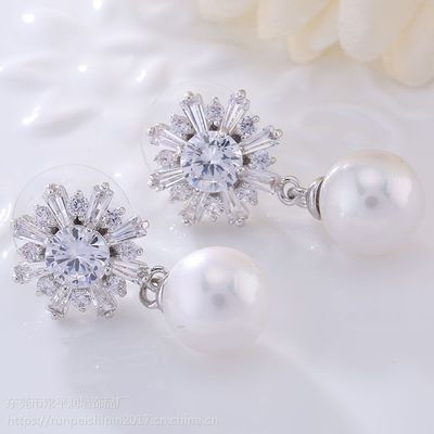 【雪花珍珠女性精美耳环 饰品定制工厂 质量上乘】价格_厂家 - 中国供应商